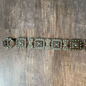 Lucky & Blessed turquoise concho belt size small, 40 inches long with 10 conchos